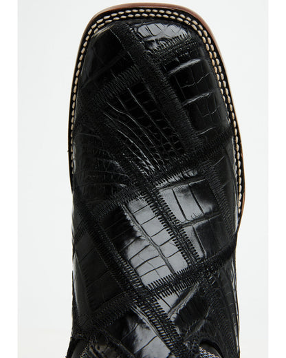 Men's Exotic American Alligator Western Boots - Broad Squar