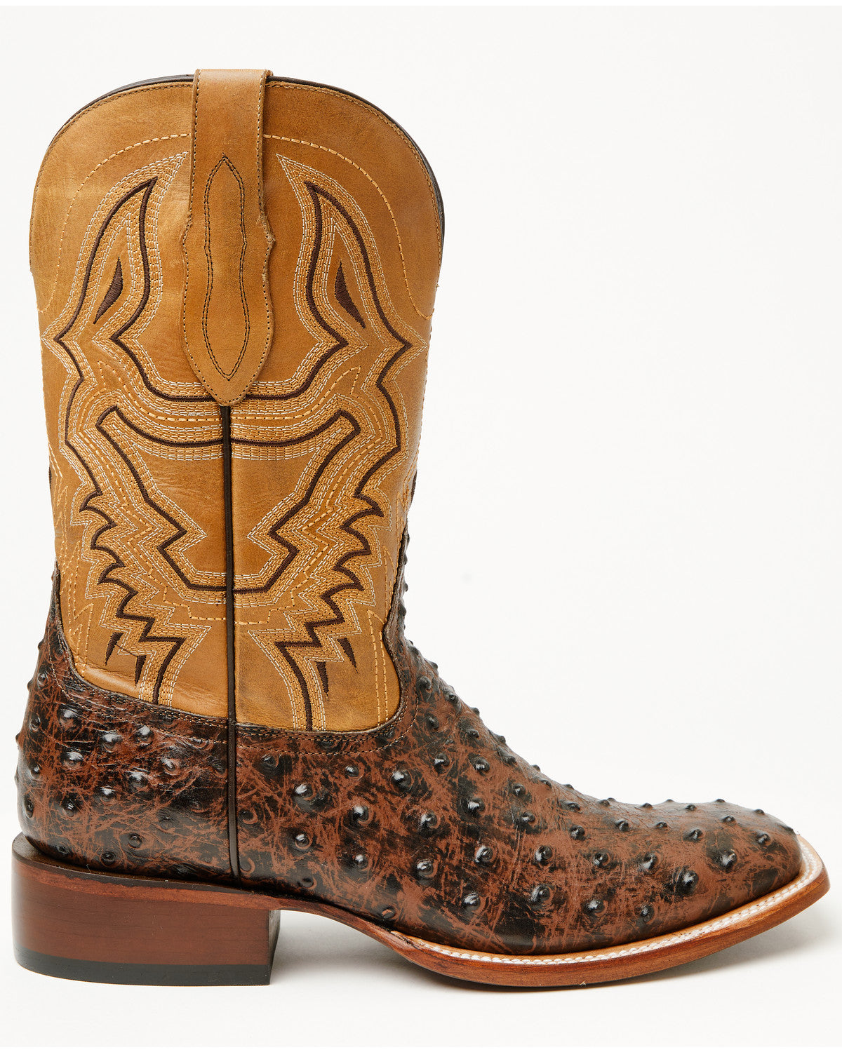 Men's Badlands Ostrich Print Western Boots - Broad Square T