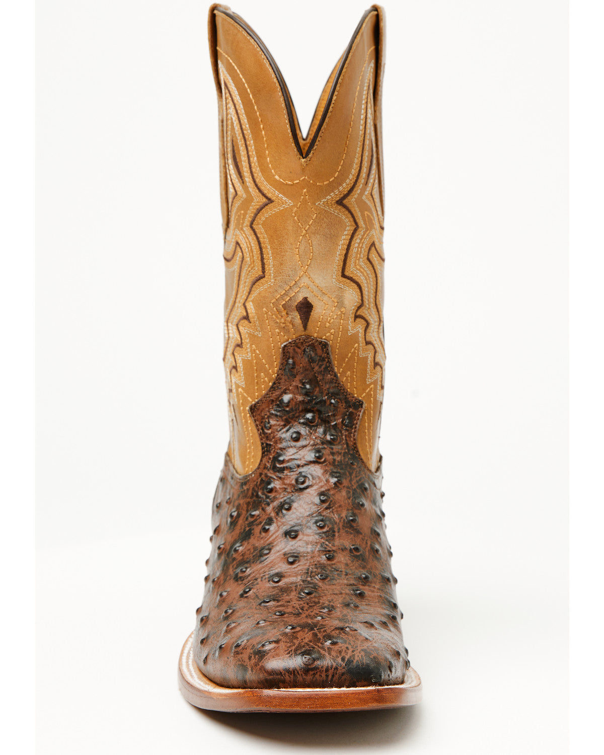 Men's Badlands Ostrich Print Western Boots - Broad Square T