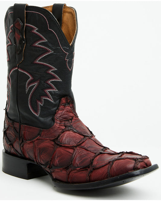 Men's Exotic Pirarucu Western Boots - Broad Square Toe