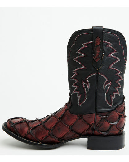 Men's Exotic Pirarucu Western Boots - Broad Square Toe