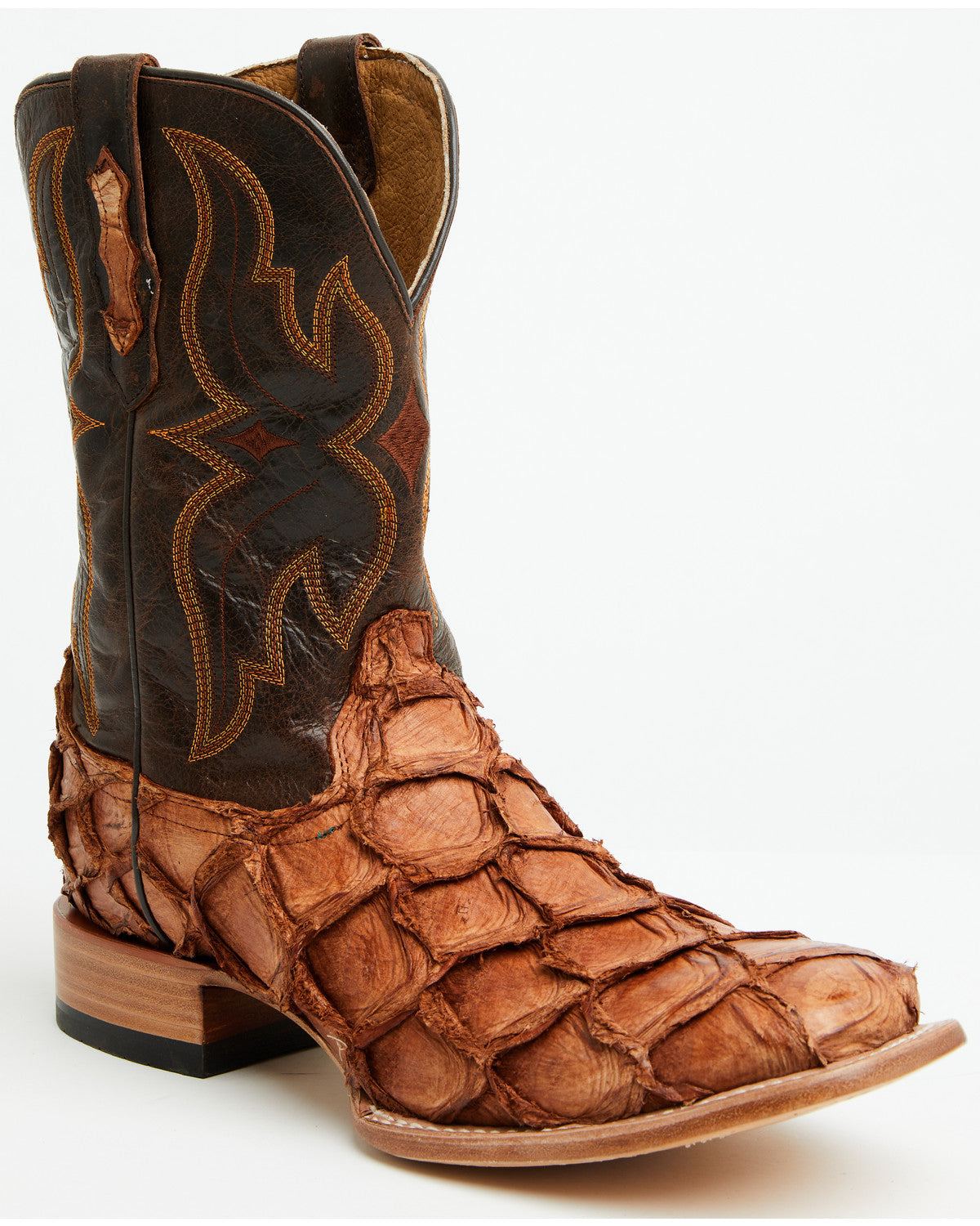 Men's Exotic Pirarucu Western Boots - Broad Square Toe