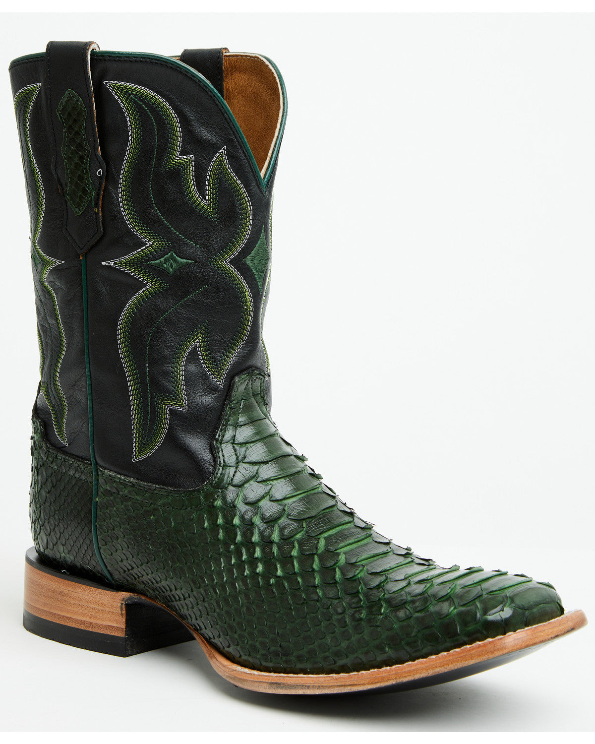 Men's Exotic Python Western Boots - Broad Square Toe