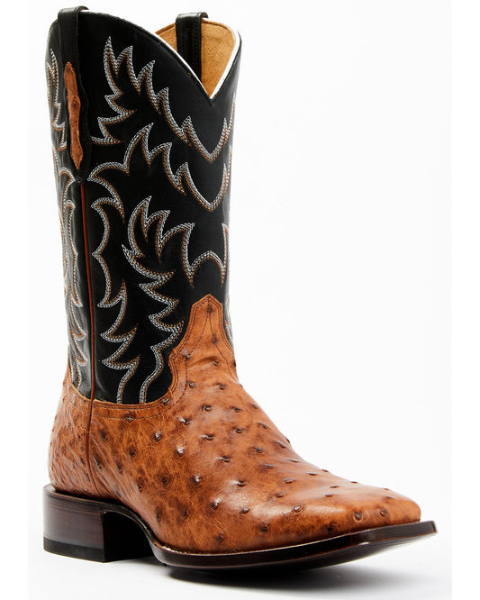 Men's Full Quill Cognac Ostrich Exotic Western Boots - Broa