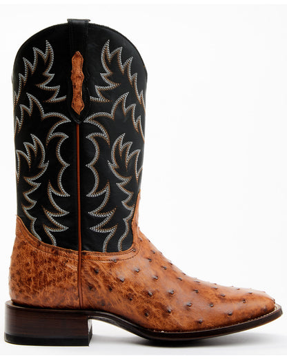 Men's Full Quill Cognac Ostrich Exotic Western Boots - Broa