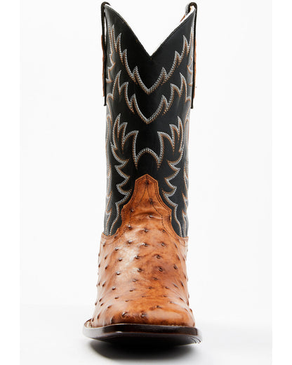 Men's Full Quill Cognac Ostrich Exotic Western Boots - Broa