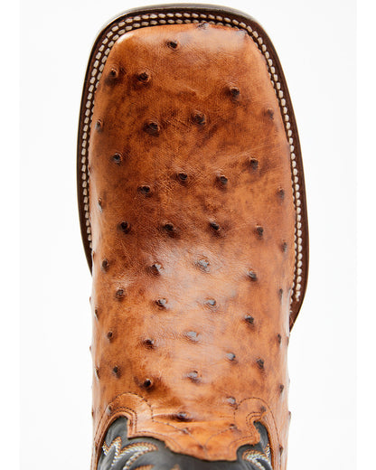 Men's Full Quill Cognac Ostrich Exotic Western Boots - Broa