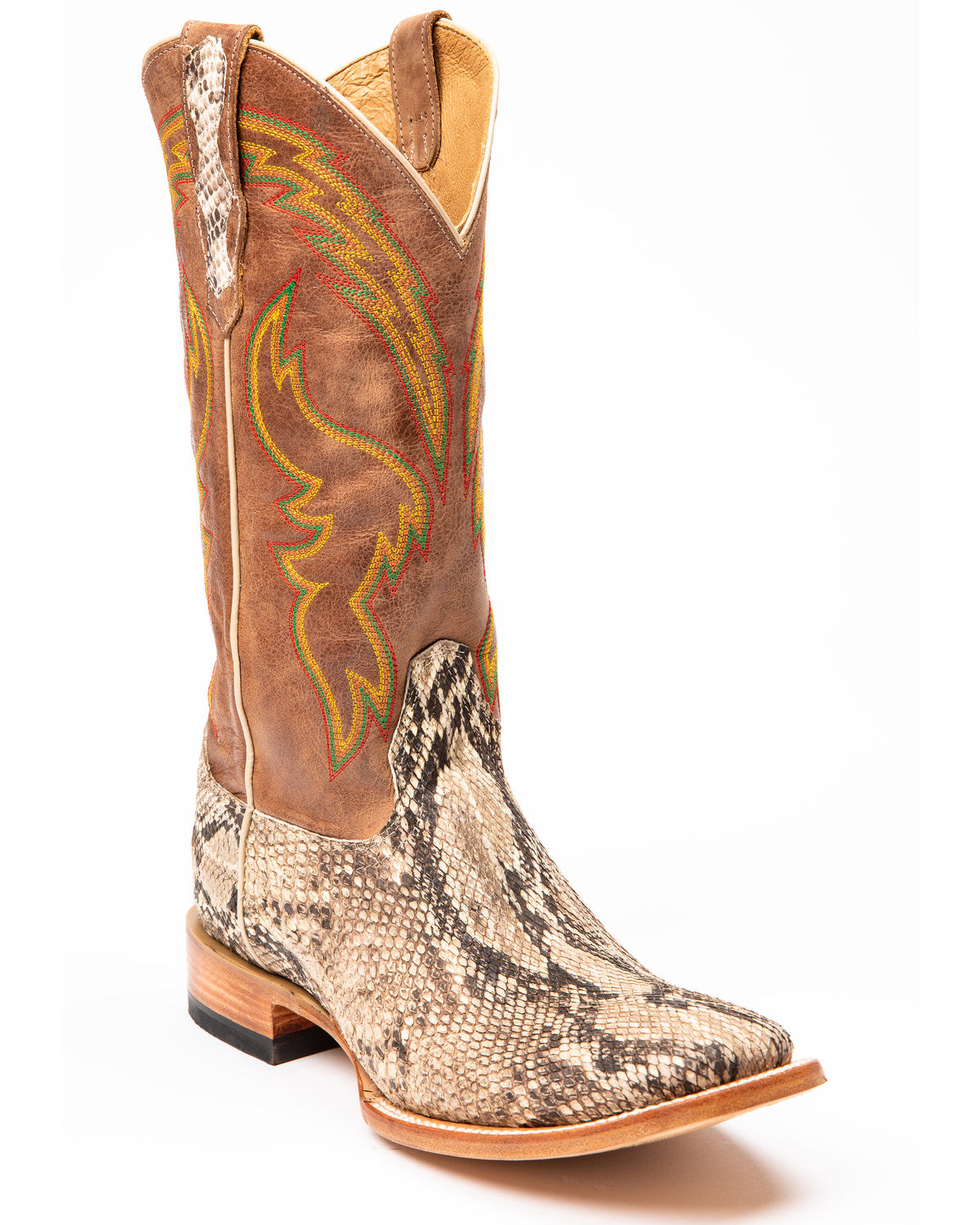 Men's Exotic Python Western Boots - Broad Square Toe