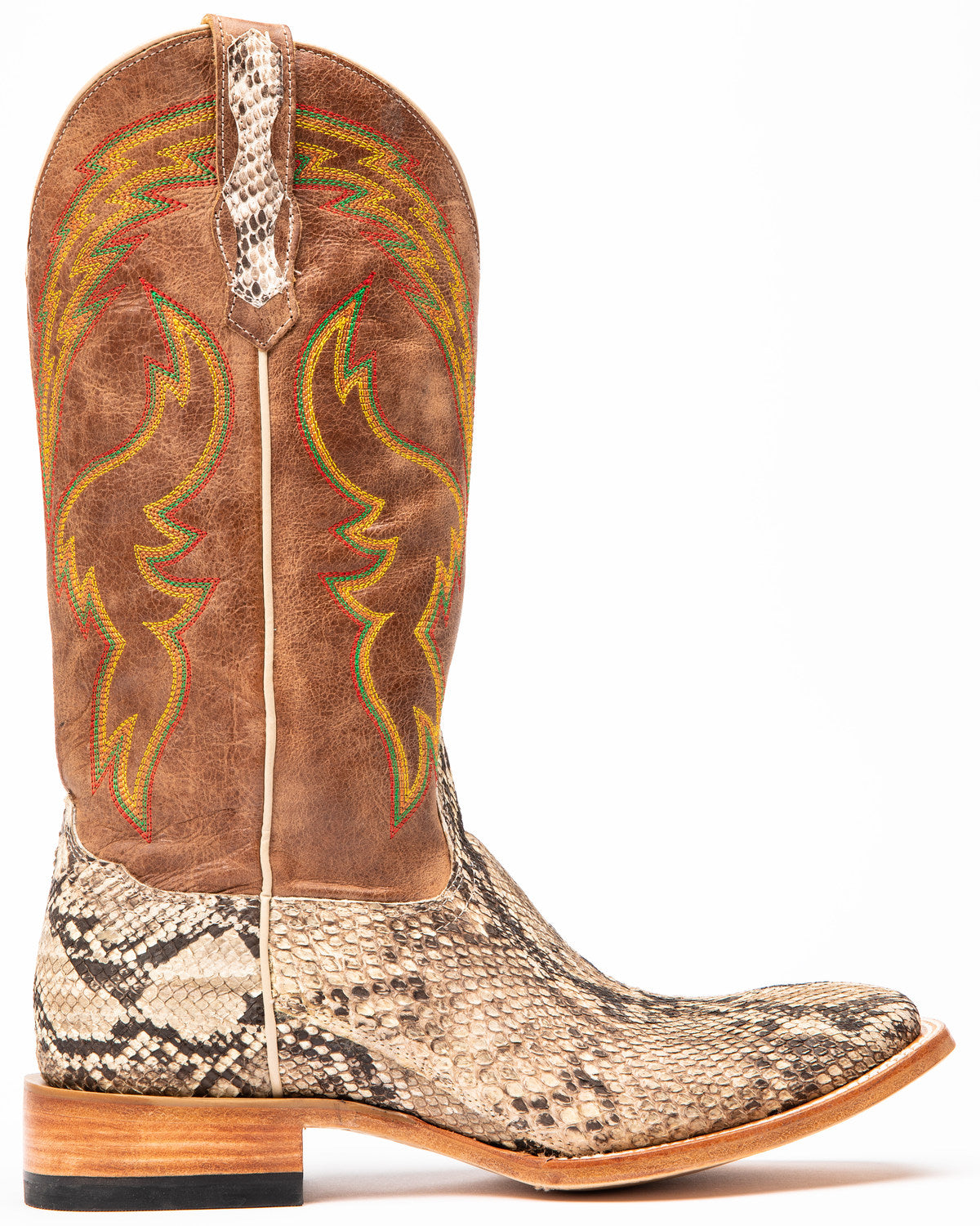 Men's Exotic Python Western Boots - Broad Square Toe