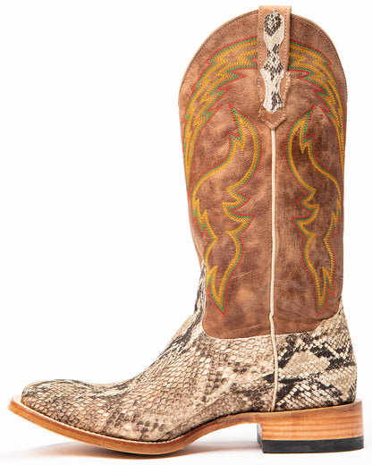 Men's Exotic Python Western Boots - Broad Square Toe