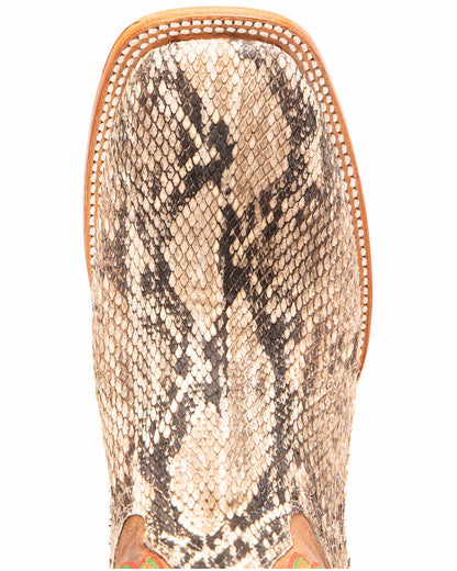 Men's Exotic Python Western Boots - Broad Square Toe