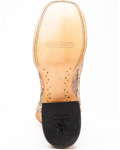Men's Exotic Python Western Boots - Broad Square Toe
