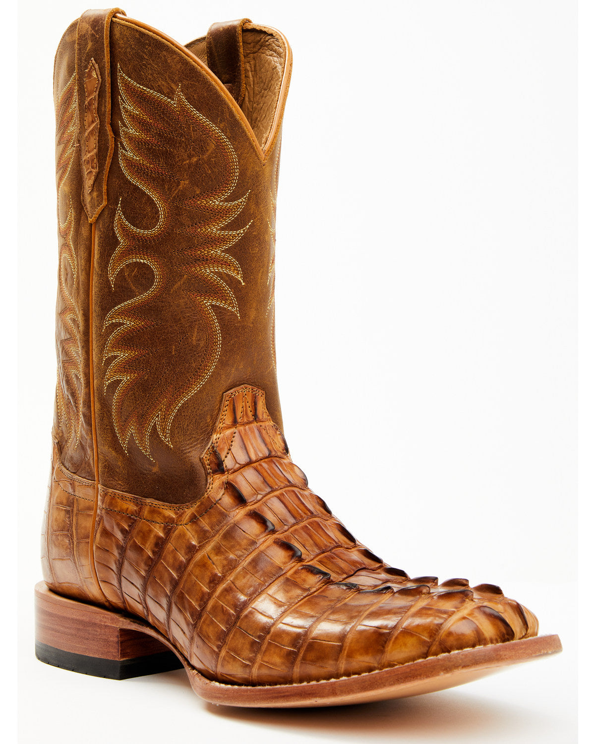 Men's Caiman Cognac 12" Exotic Western Boots - Broad Square