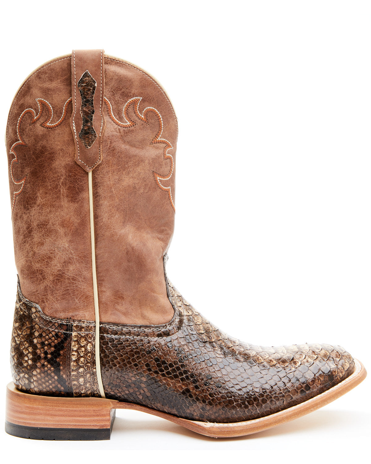 Men's Exotic Python Western Boots - Broad Square Toe