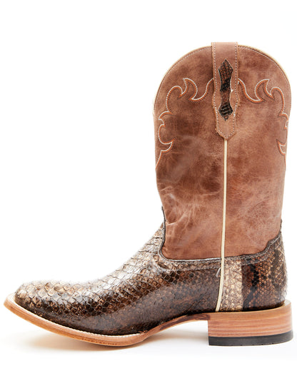 Men's Exotic Python Western Boots - Broad Square Toe