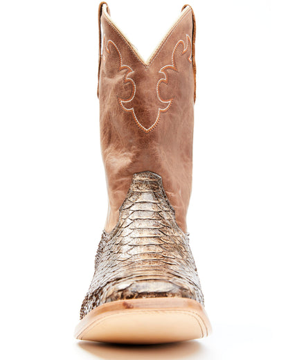 Men's Exotic Python Western Boots - Broad Square Toe