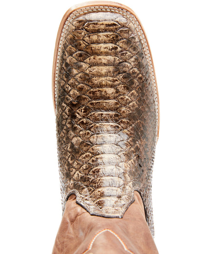 Men's Exotic Python Western Boots - Broad Square Toe