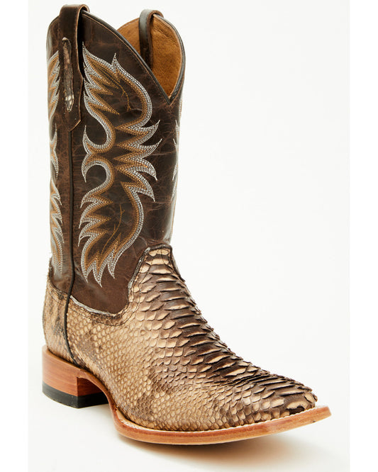 Men's Exotic Python Western Boots - Broad Square Toe