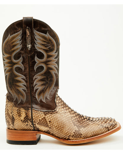 Men's Exotic Python Western Boots - Broad Square Toe