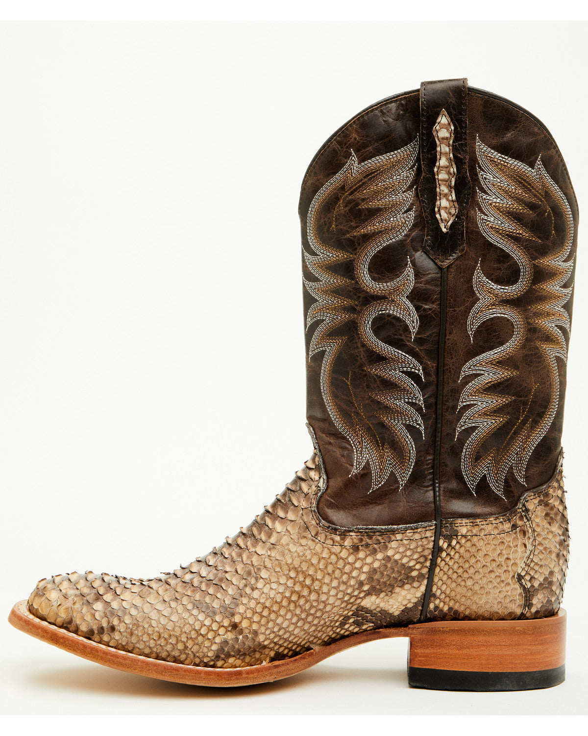 Men's Exotic Python Western Boots - Broad Square Toe