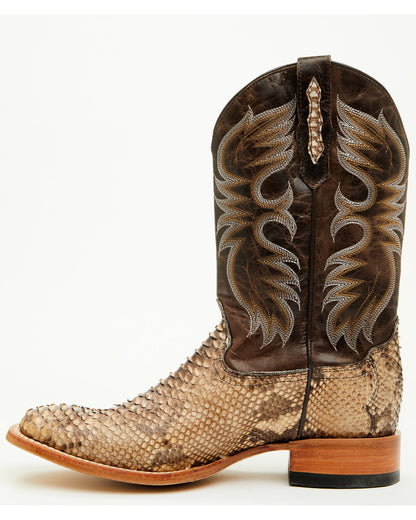 Men's Exotic Python Western Boots - Broad Square Toe