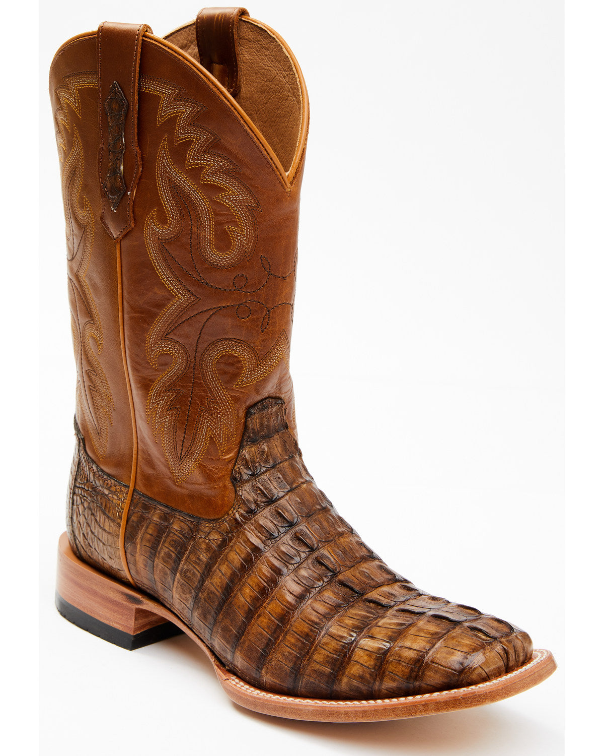 Men's Exotic Caiman Tail Skin Western Boots - Broad Square