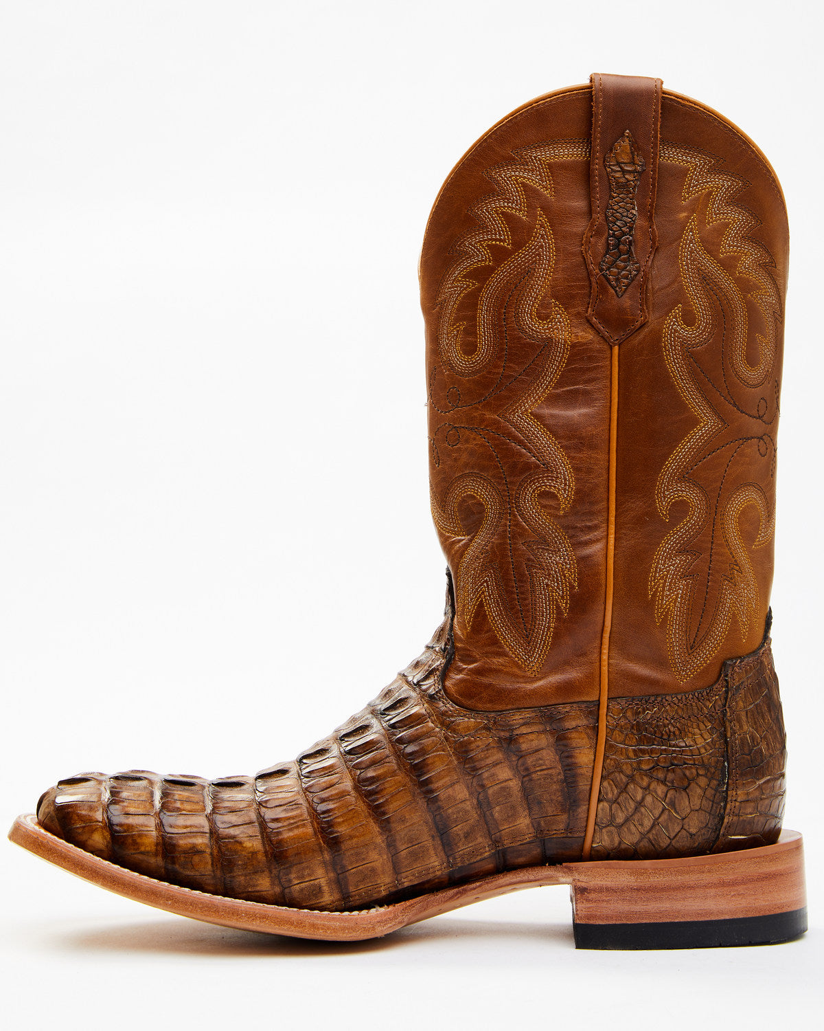 Men's Exotic Caiman Tail Skin Western Boots - Broad Square