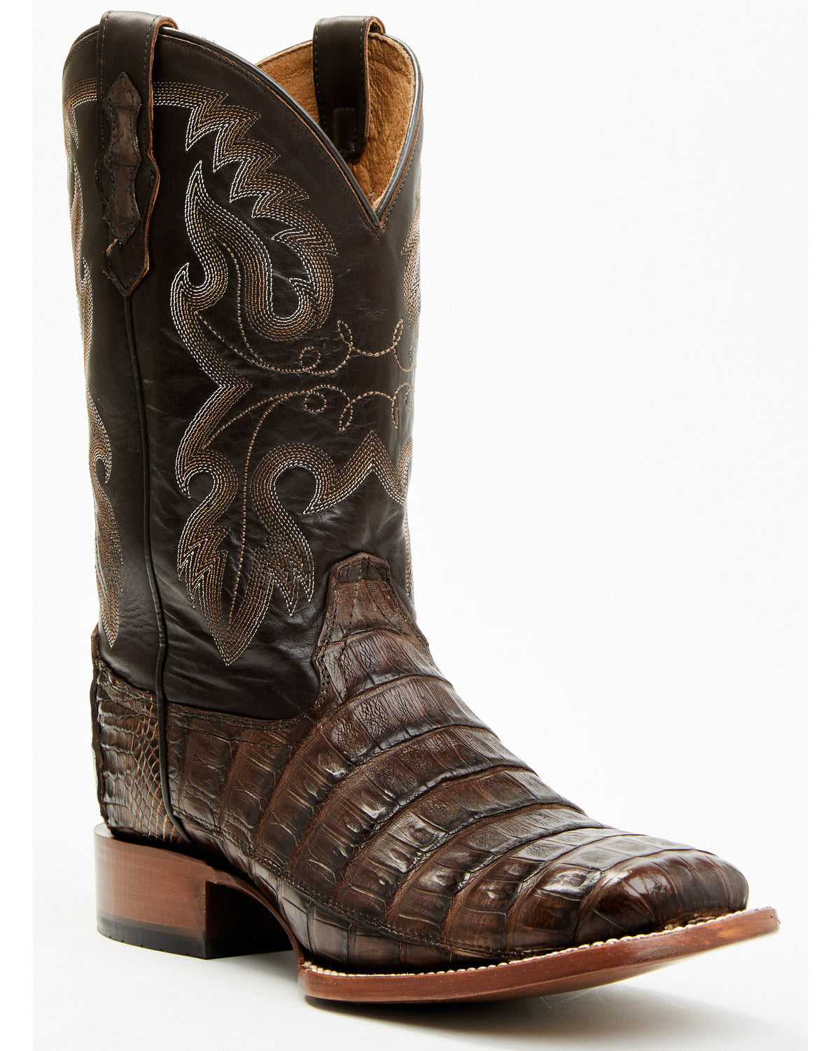 Men's Exotic Caiman Tail Skin Western Boots - Broad Square