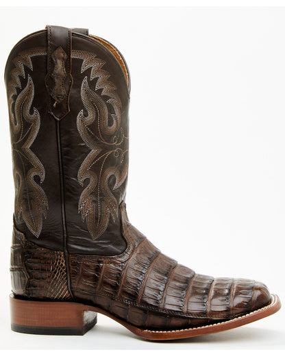 Men's Exotic Caiman Tail Skin Western Boots - Broad Square