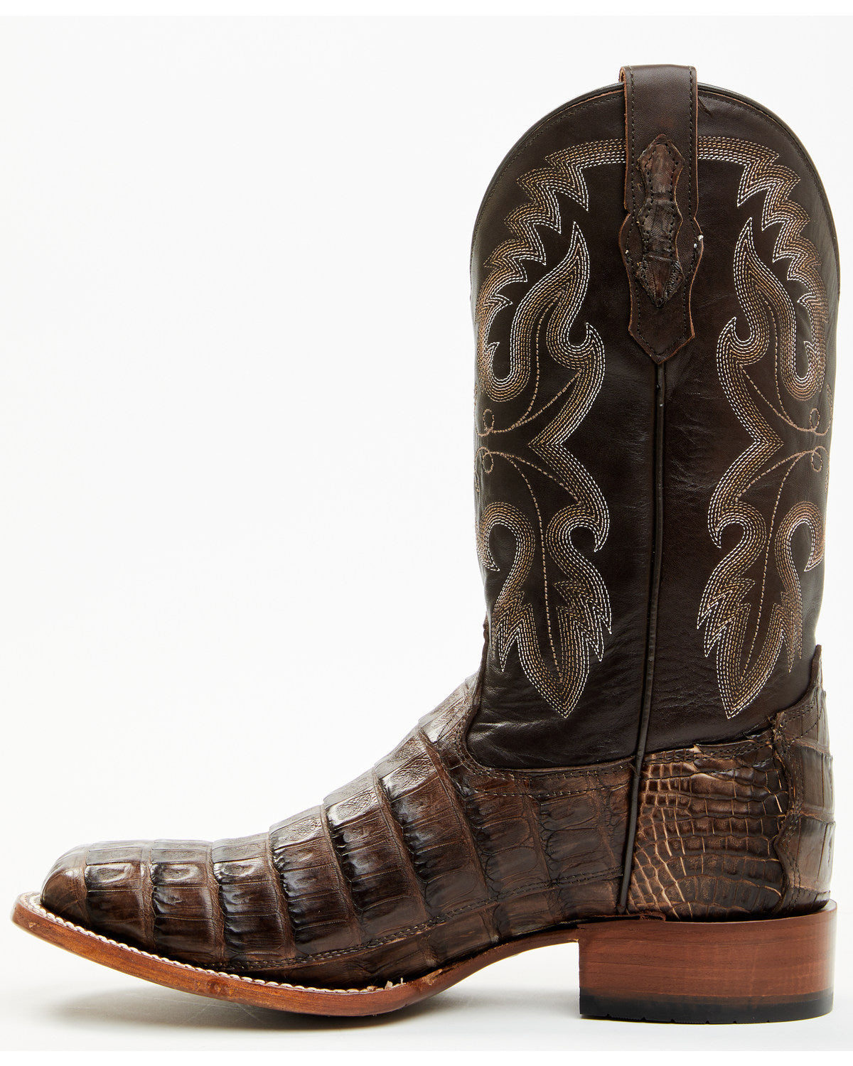 Men's Exotic Caiman Tail Skin Western Boots - Broad Square