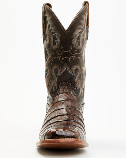 Men's Exotic Caiman Tail Skin Western Boots - Broad Square