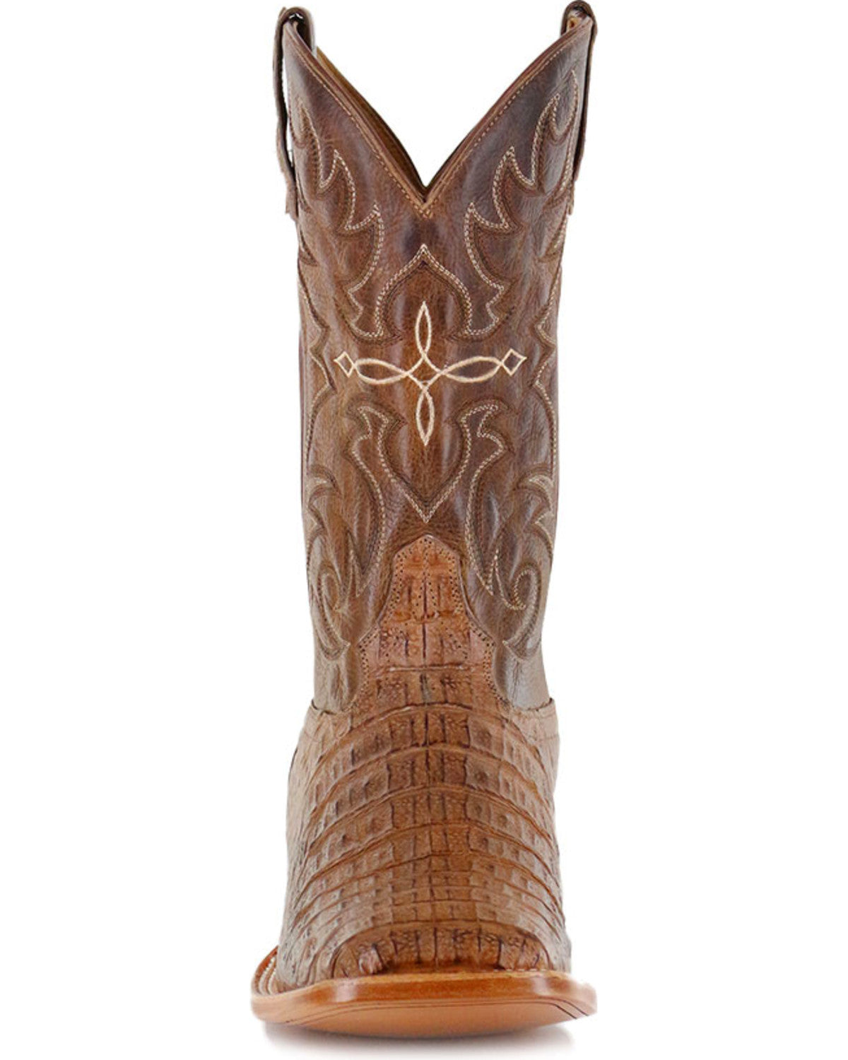 Men's Burnished Caiman Exotic Boots - Broad Square Toe