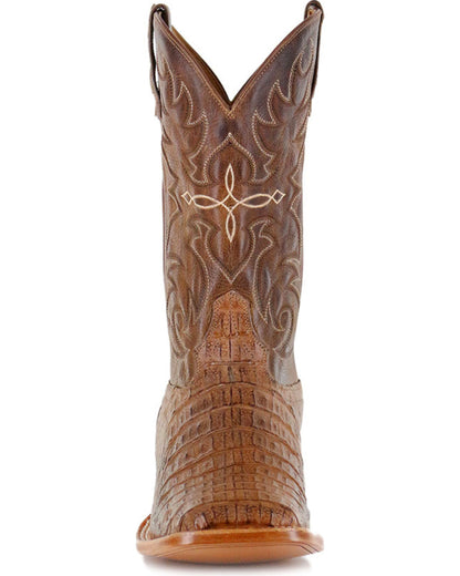 Men's Burnished Caiman Exotic Boots - Broad Square Toe
