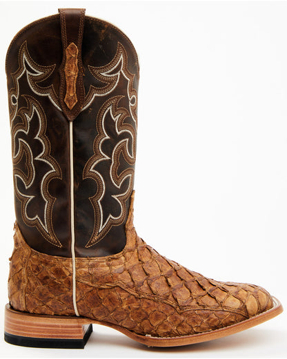 Men's Exotic Pirarucu Skin Western Boots - Broad Square Toe