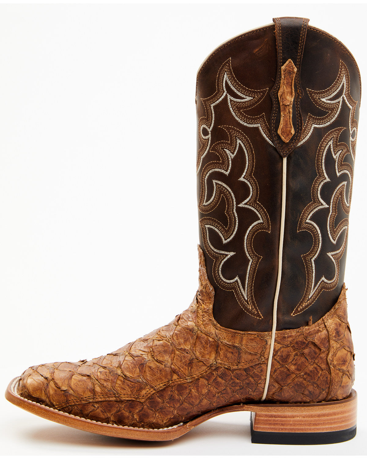 Men's Exotic Pirarucu Skin Western Boots - Broad Square Toe