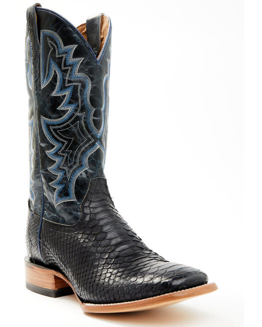 Men's Exotic Python Western Boots - Broad Square Toe