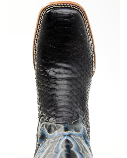 Men's Exotic Python Western Boots - Broad Square Toe
