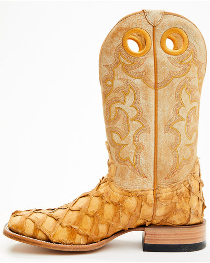 Men's Exotic Pirarucu Western Boots - Broad Square Toe
