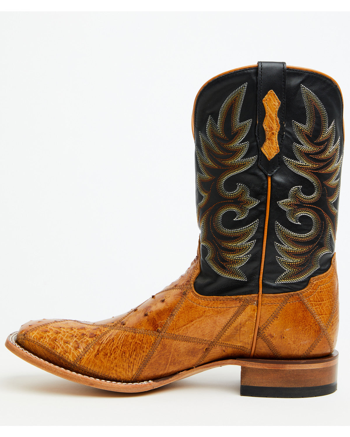 Men's Exotic Ostrich Patchwork Western Boots - Broad Square