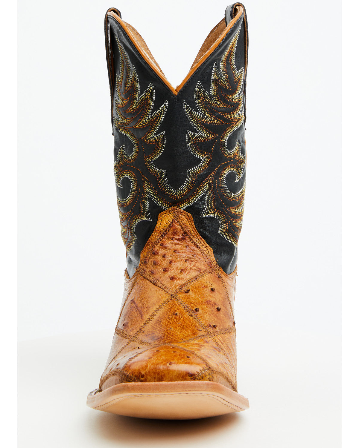 Men's Exotic Ostrich Patchwork Western Boots - Broad Square