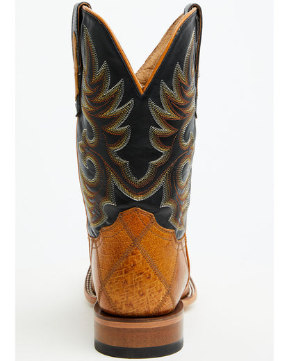 Men's Exotic Ostrich Patchwork Western Boots - Broad Square
