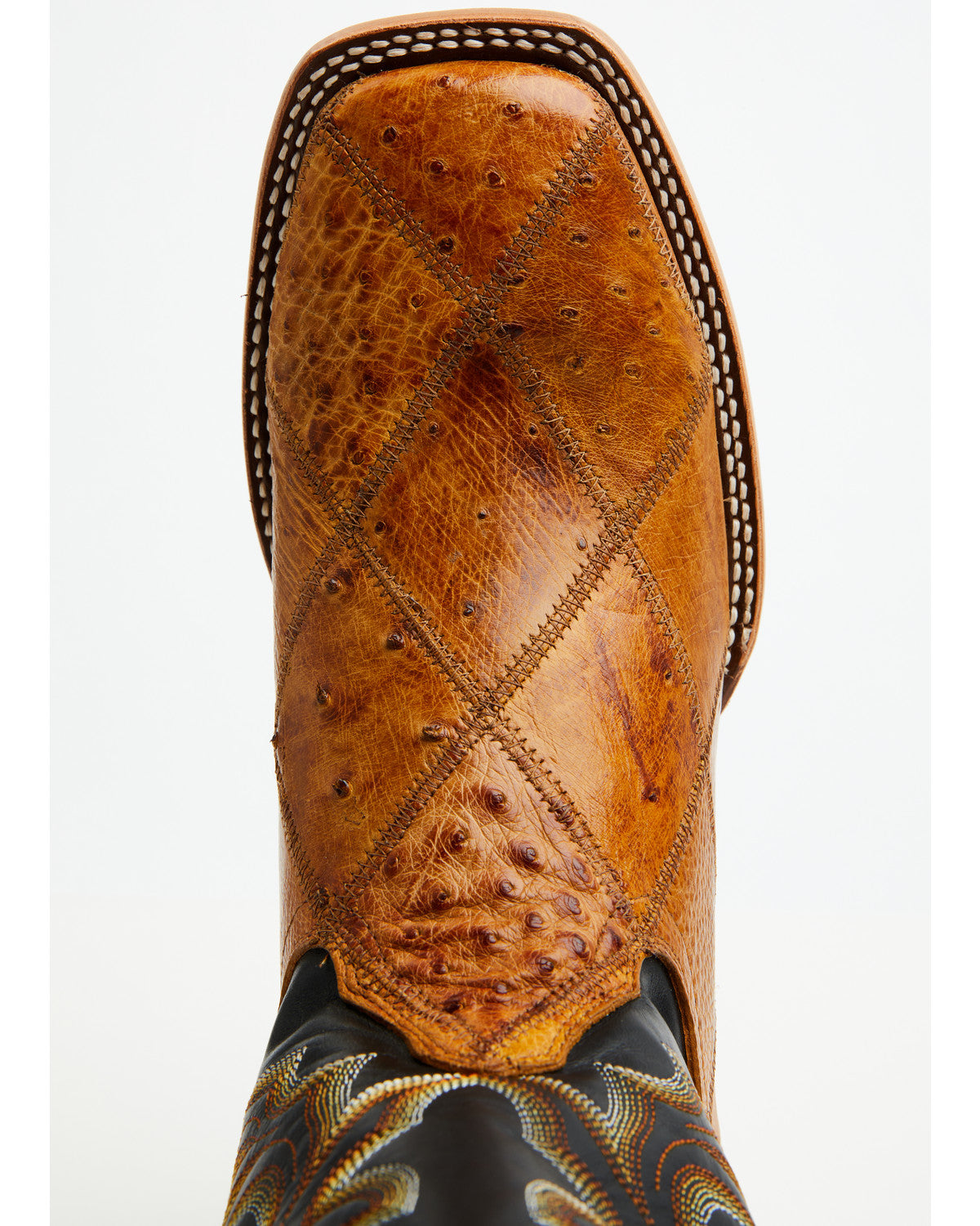 Men's Exotic Ostrich Patchwork Western Boots - Broad Square