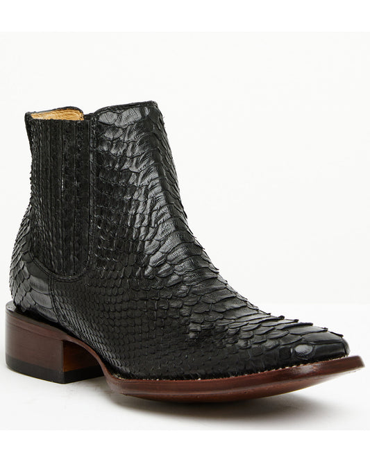 Men's Hash Exotic Python Western Ankle Boots - Broad Square