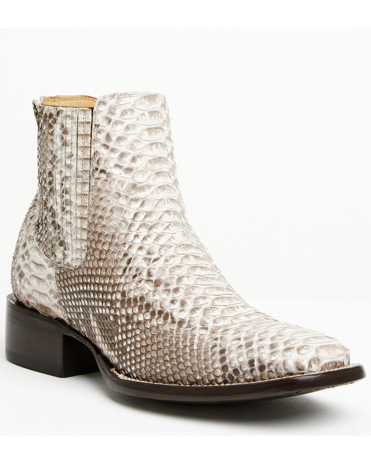Men's Hash Exotic Python Western Ankle Boots - Broad Square