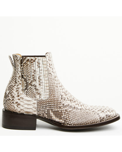 Men's Hash Exotic Python Western Ankle Boots - Broad Square