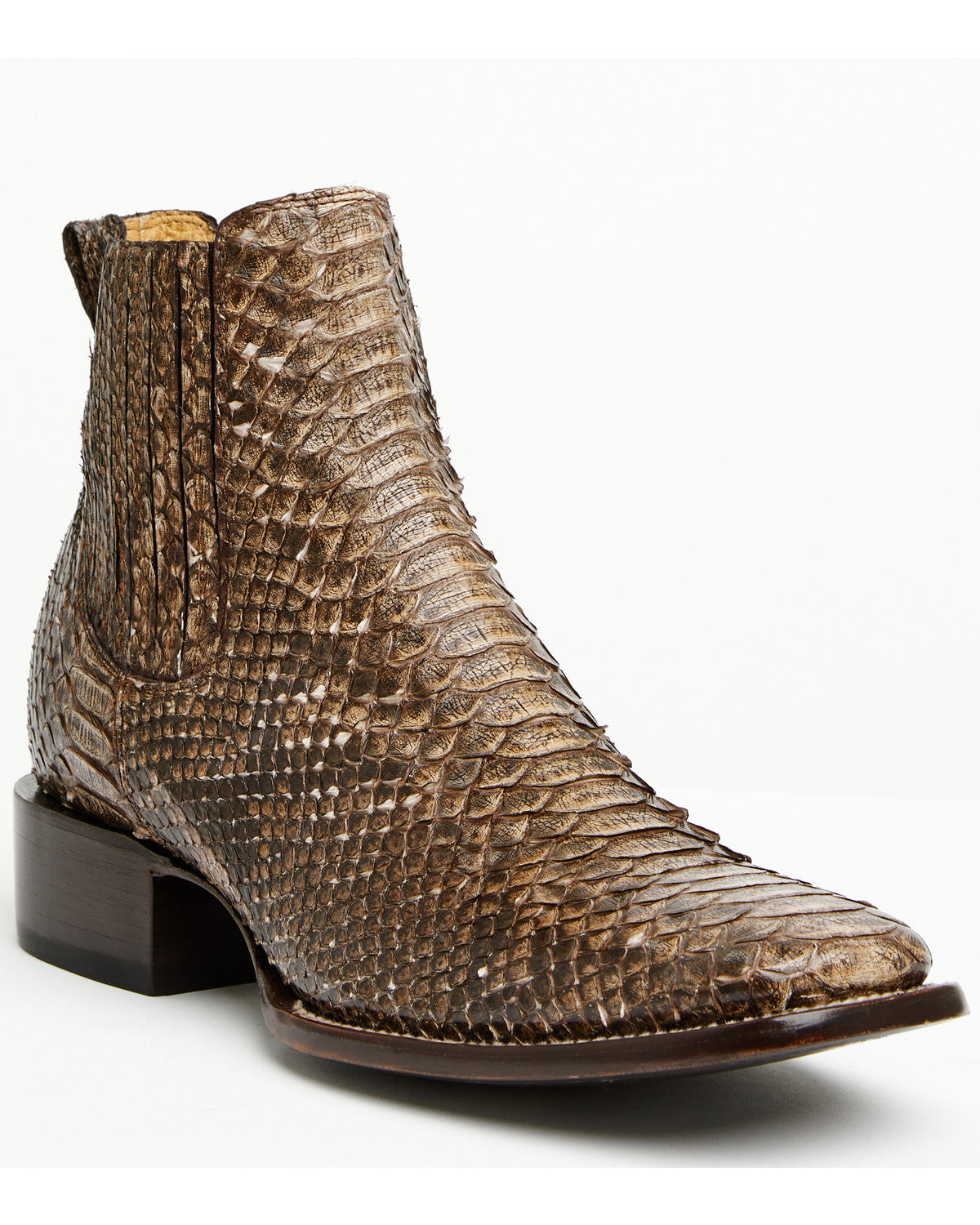 Men's Hash Exotic Python Western Ankle Boots - Broad Square