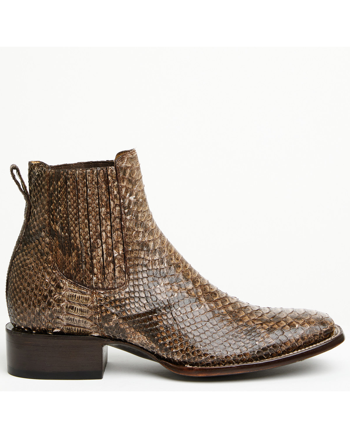 Men's Hash Exotic Python Western Ankle Boots - Broad Square