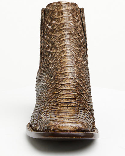 Men's Hash Exotic Python Western Ankle Boots - Broad Square