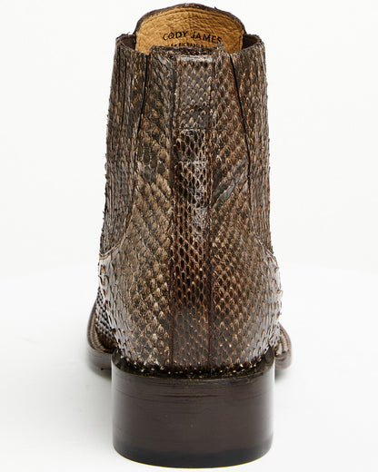 Men's Hash Exotic Python Western Ankle Boots - Broad Square