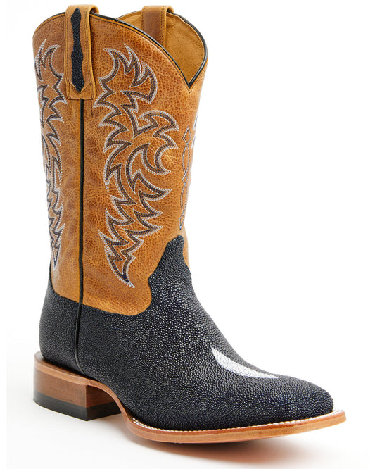 Men's Exotic Stingray Western Boots - Broad Square Toe